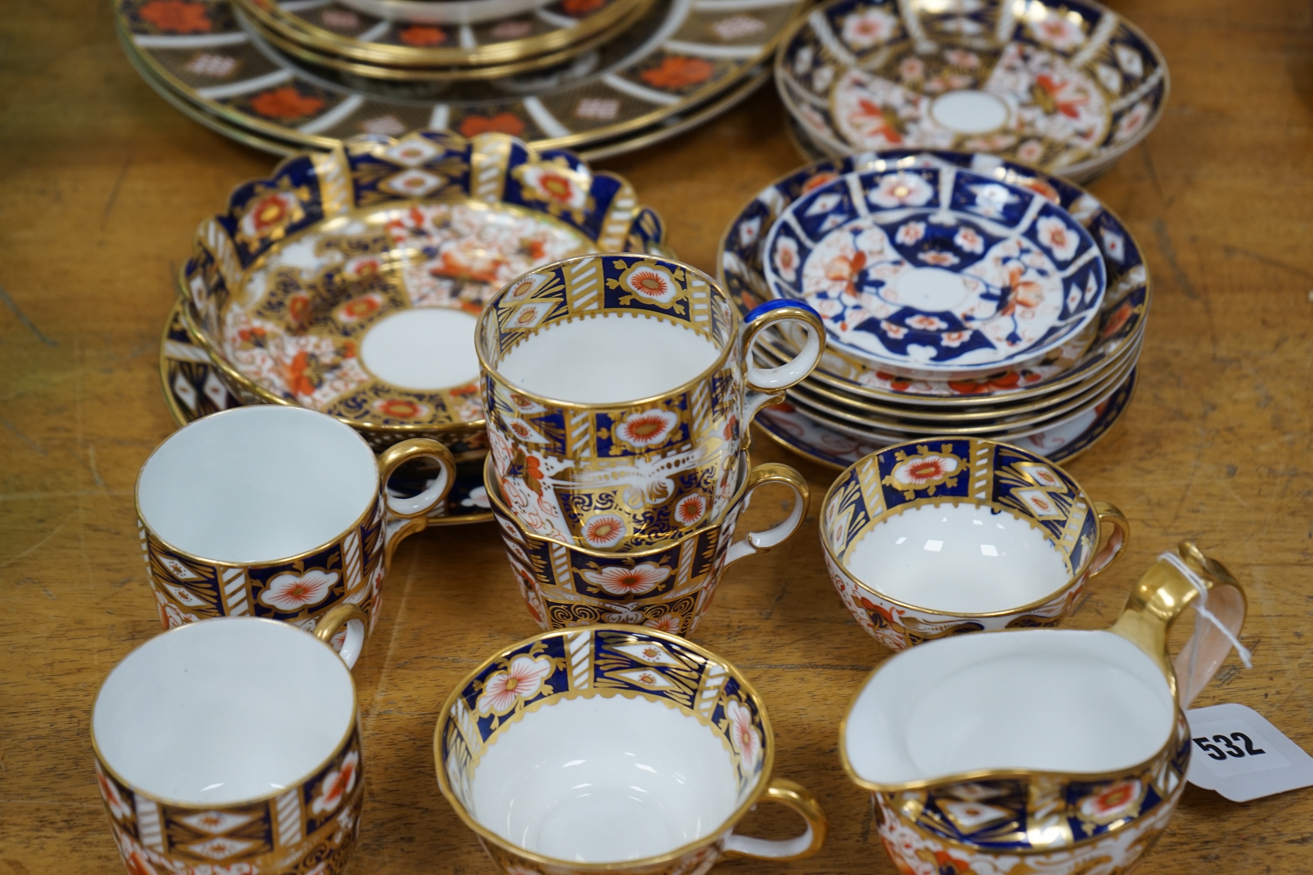 A collection of mostly Royal Crown Derby and Davenport Imari pattern teawares. Condition - good